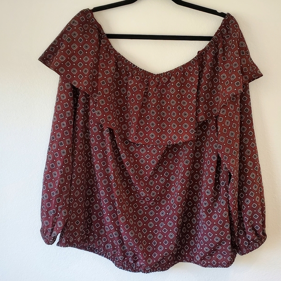 Michael Michael Kors Flutter Off Shoulder Peasant Blouse Size 3X - Picture 3 of 8